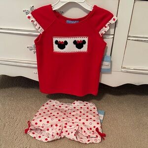 Charming Red and White Kids Pajama Set with Mouse Design
